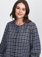 Plaid Pattern Button-Down Blouse