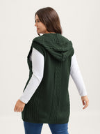 Twisted Hooded Sleeveless Knit Cardigan
