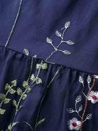 U Neck Floral Embroidered Mesh Cami Dress