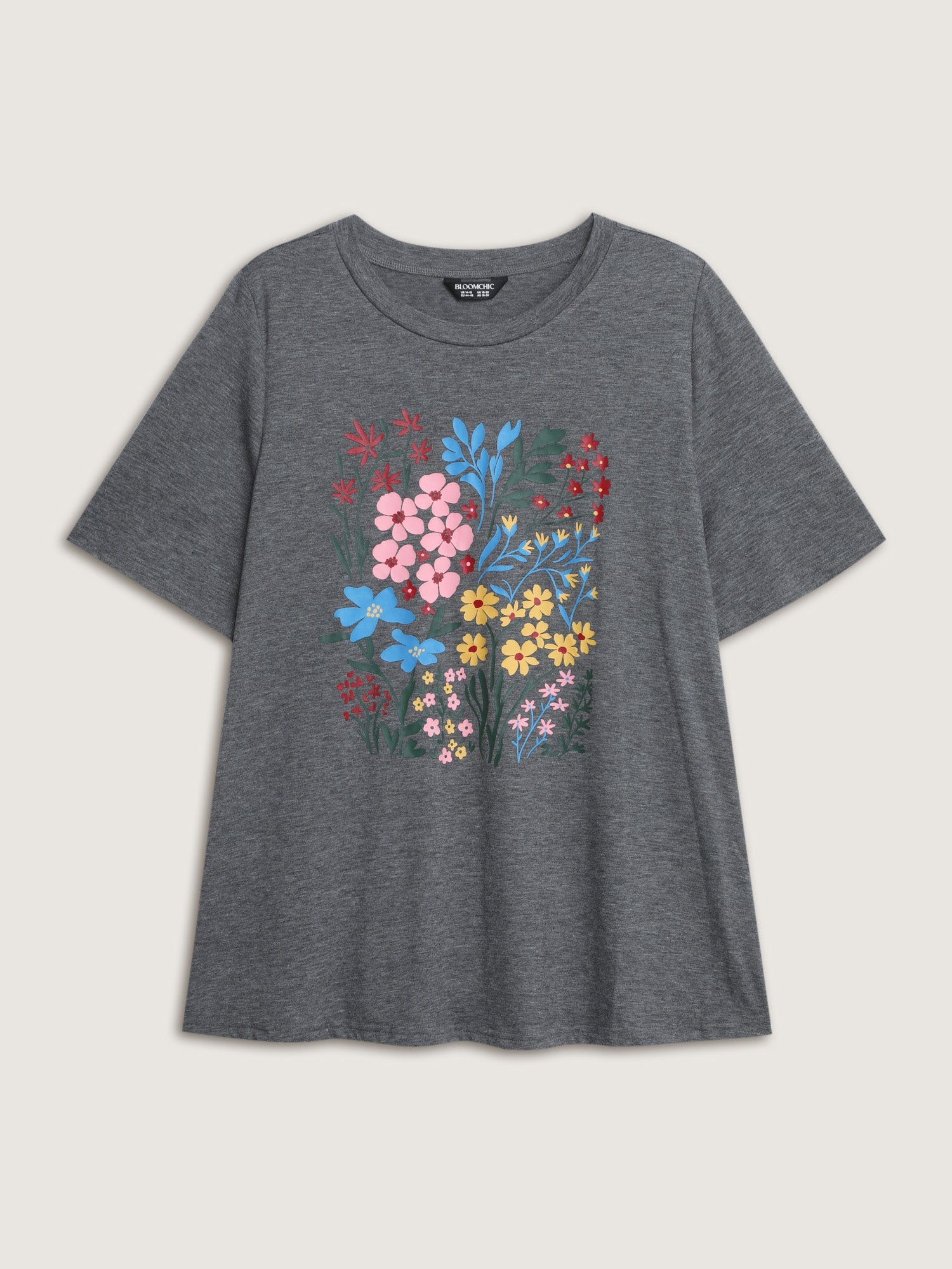 Colorful Floral Round Neck T-Shirt