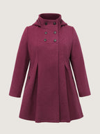 Hooded Pleated Pockets Waist-Defining Coat