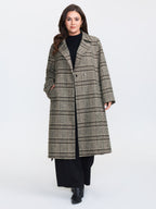 Plaid Belted Waist-Defining Coat
