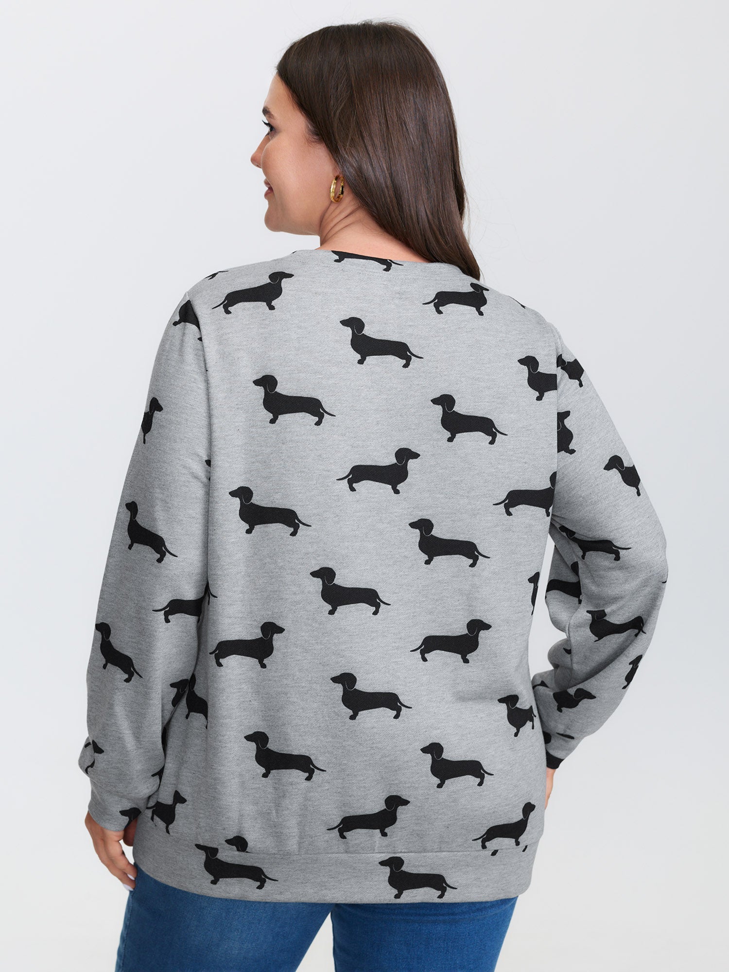Puppy Print Round Neck Sweatshirt