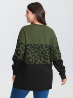 Leopard Print Color Contrast Pullover