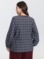 Plaid Pattern Button-Down Blouse