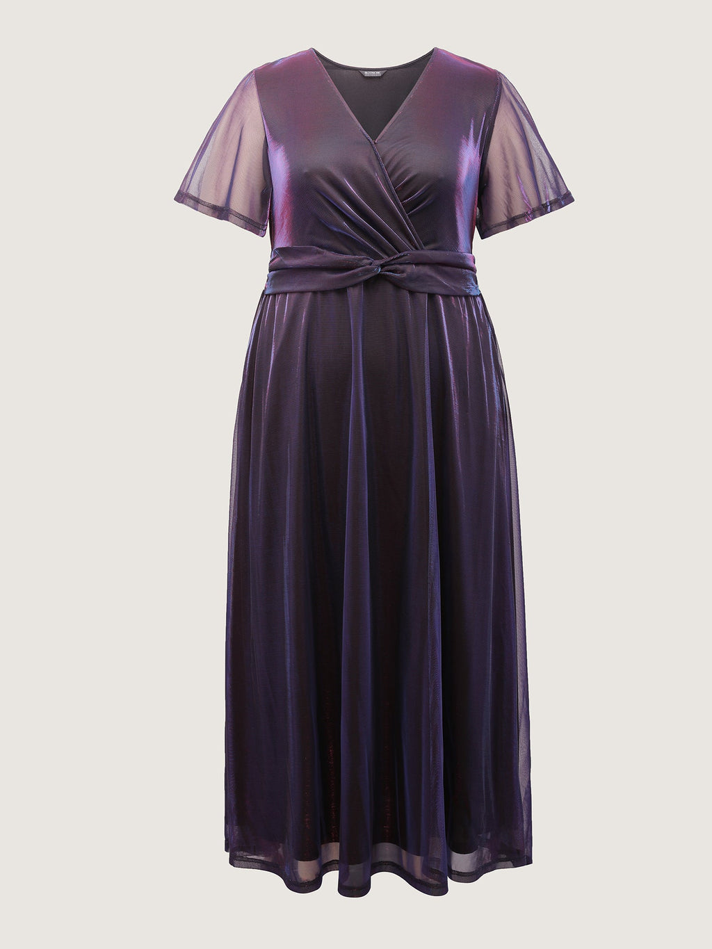 Shimmery Lined Shirred Waist Pockets Maxi Dress