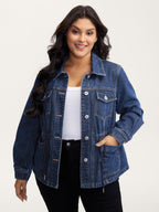 Supersoft Stretchy Waist Button-Down Denim Jacket