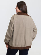 Spliced Color Contrast Pockets Zipper Jacket