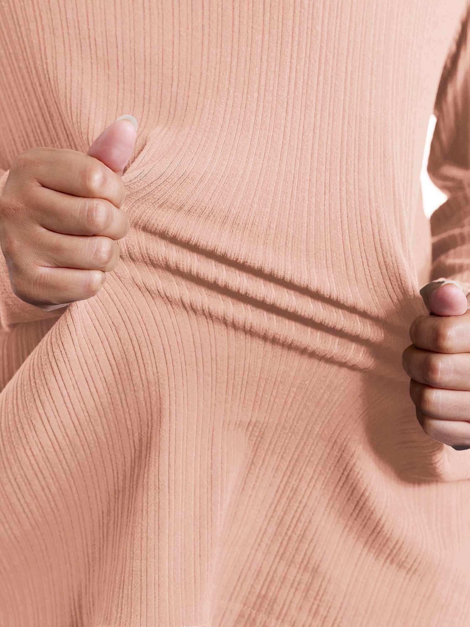 Super Stretchy Ribbed Asymmetrical Neck T-Shirt