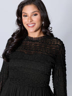 Textured Lace Sheer Lined Maxi Dress