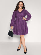 Shimmery Sequin V-Neck Knee Dress