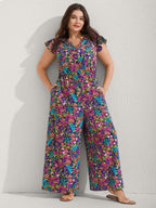 Sunkissed Floral Print Button Wide-Leg Jumpsuit