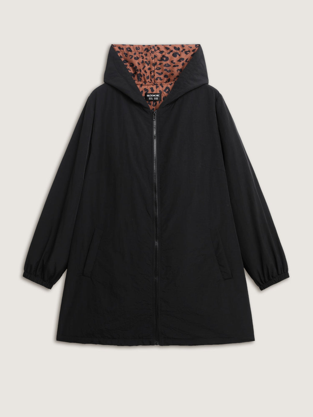 Quilted Mixed Material Hooded Jacket