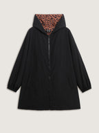 Quilted Mixed Material Hooded Jacket