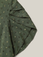 Textured Color Contrast Petal Sleeve Blouse