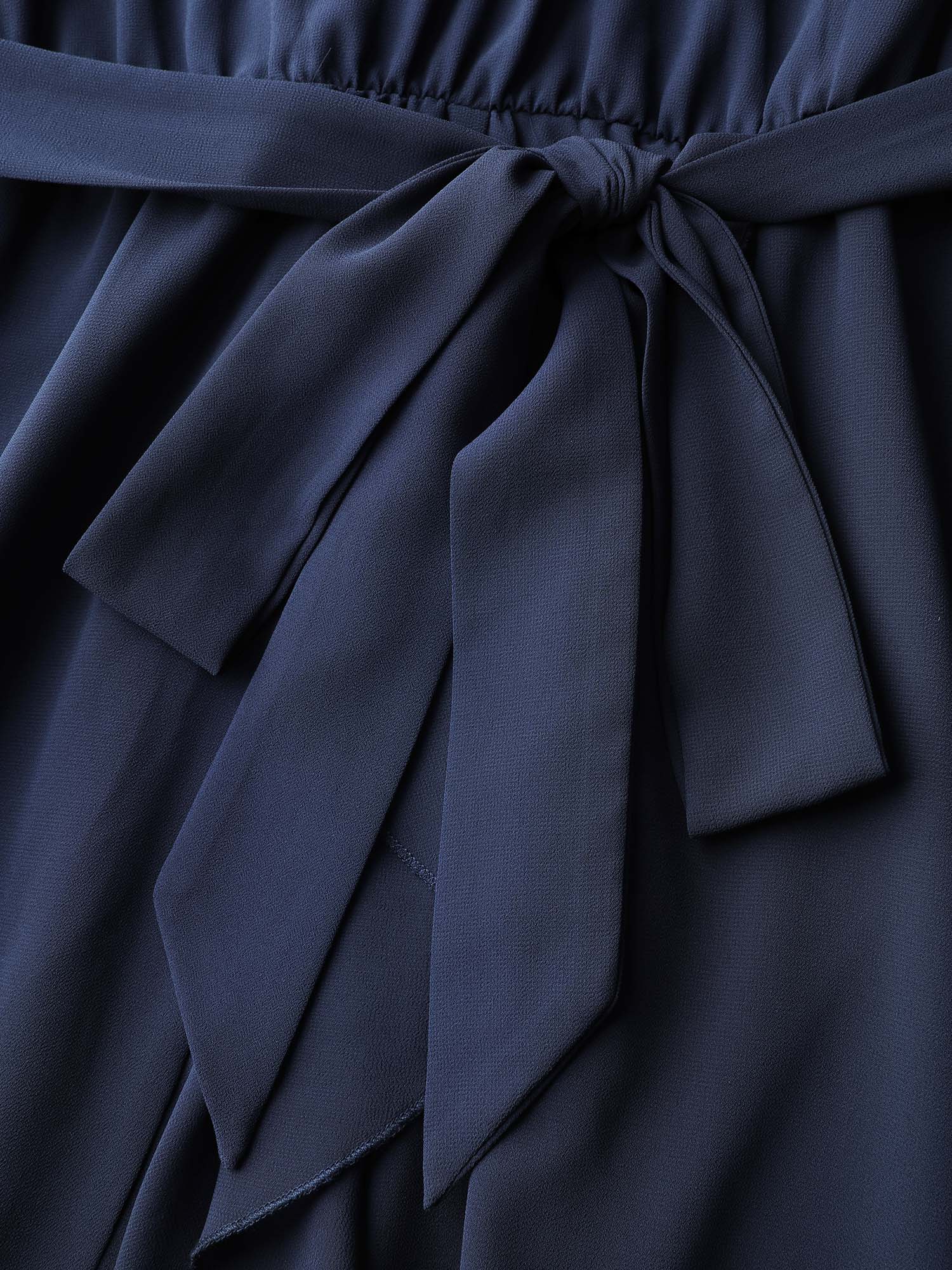 Belted Waist High Low Hem Midi Dress