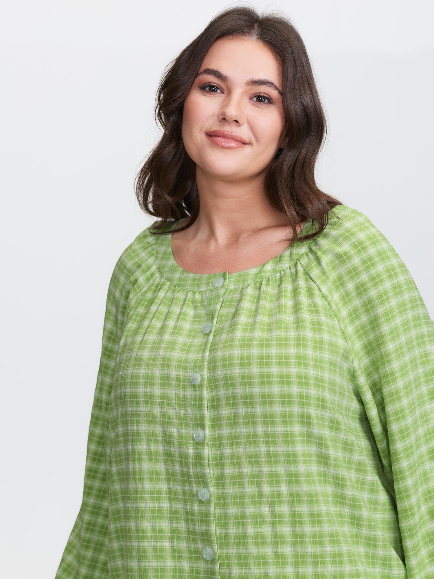 Gingham Ruffled Hem Loungewear Set