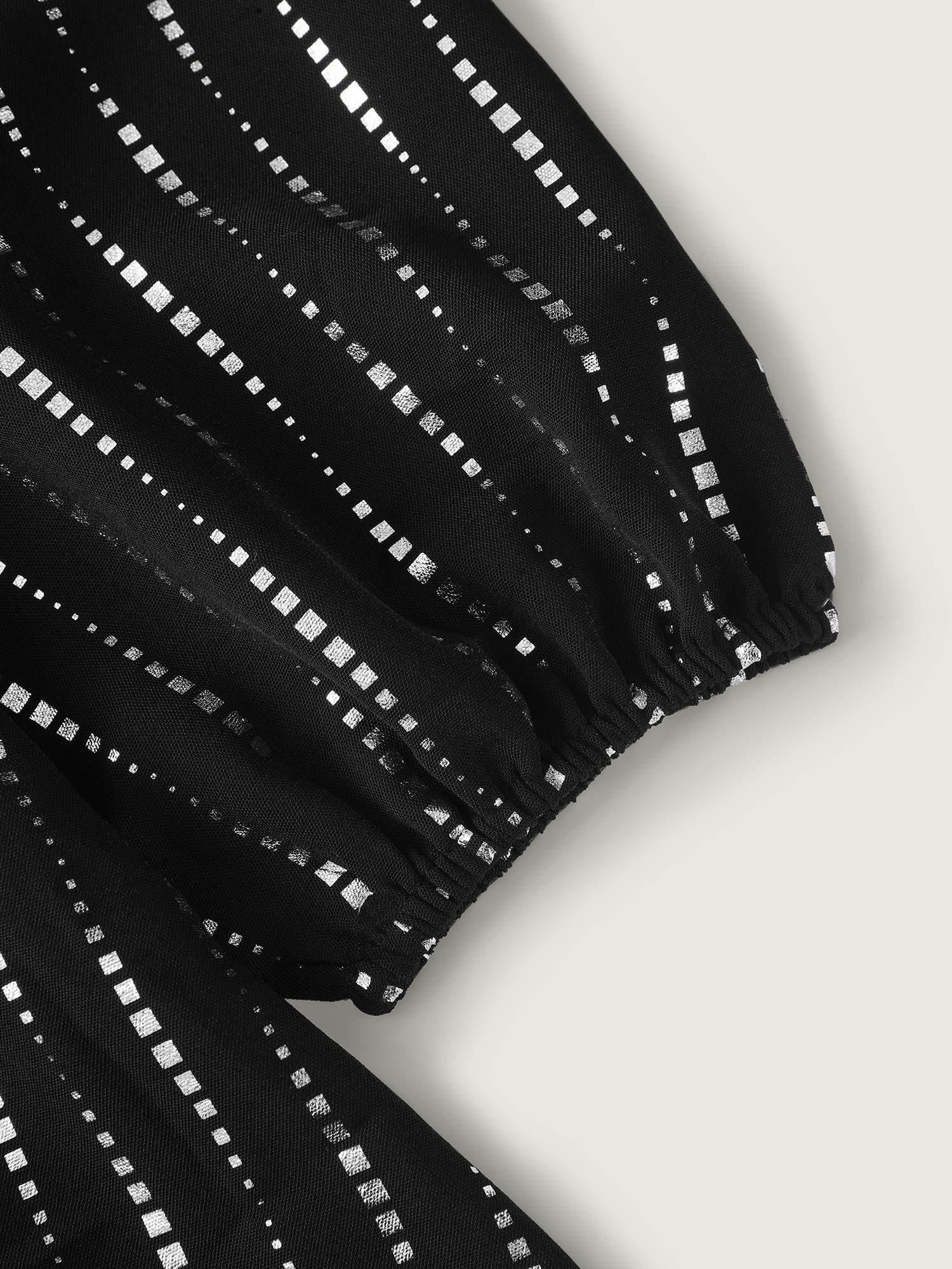 Shimmery Sequin Cinched-Waist Blouse