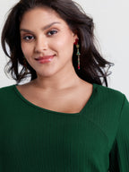 Super Stretchy Ribbed Asymmetrical Neck T-Shirt