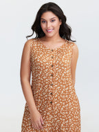 Leopard Print Sleeveless Button Front Lounge jumpsuit