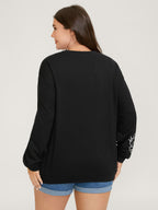 Floral Embroidery Print Relaxed Fit Sweatshirt