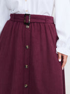 Textured Button-Down Maxi Skirt