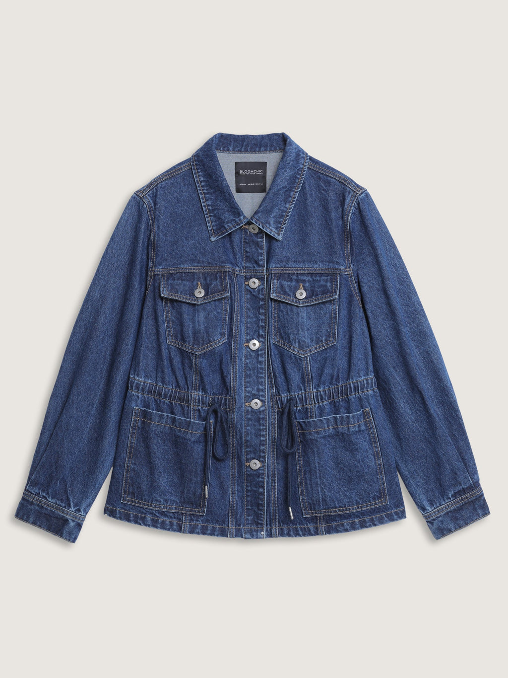 Supersoft Stretchy Waist Button-Down Denim Jacket