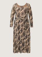 Floral Print Belted Waist-Defining Maxi Dress