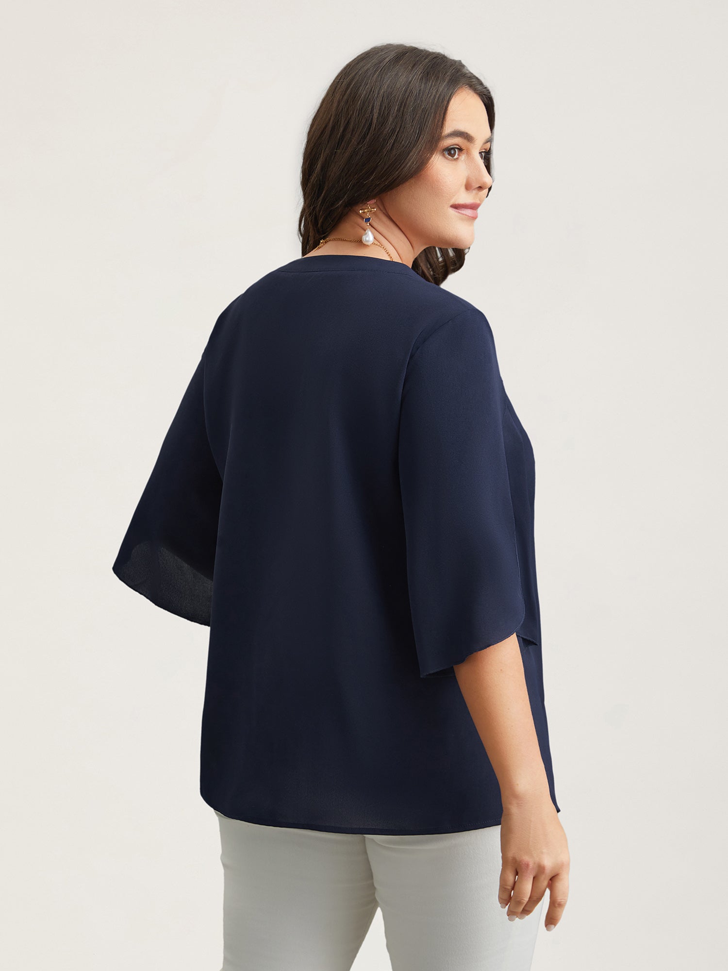 Petal Sleeve Toothpick Pleats Shirt