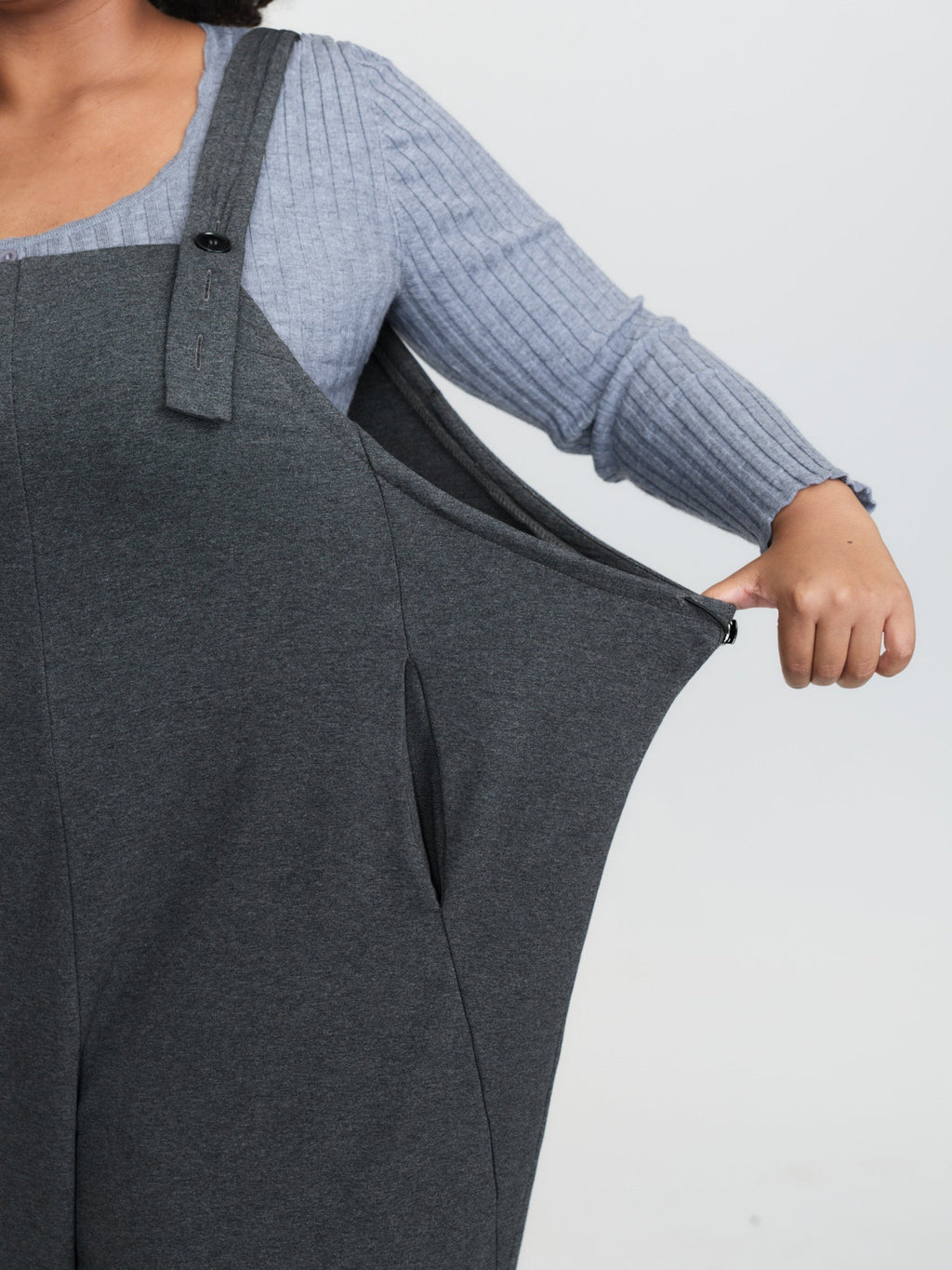 Stretchy Solid Adjustable Overall Jumpsuit