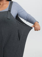 Stretchy Solid Adjustable Overall Jumpsuit