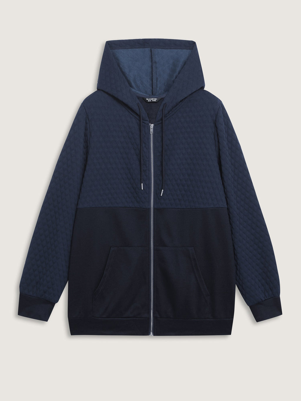 Textured Zipper Front Hoodie Jacket