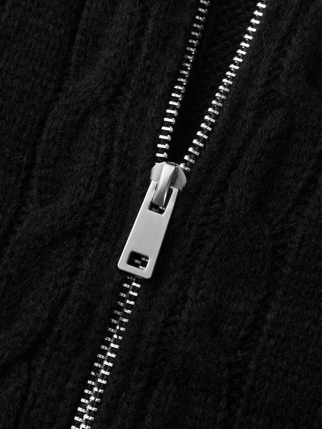 Cable Zipper Sleeveless Knit Cardigan