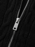 Cable Zipper Sleeveless Knit Cardigan