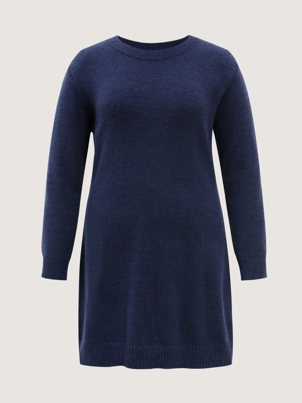 Crew Neck Solid Midi Sweater Dress
