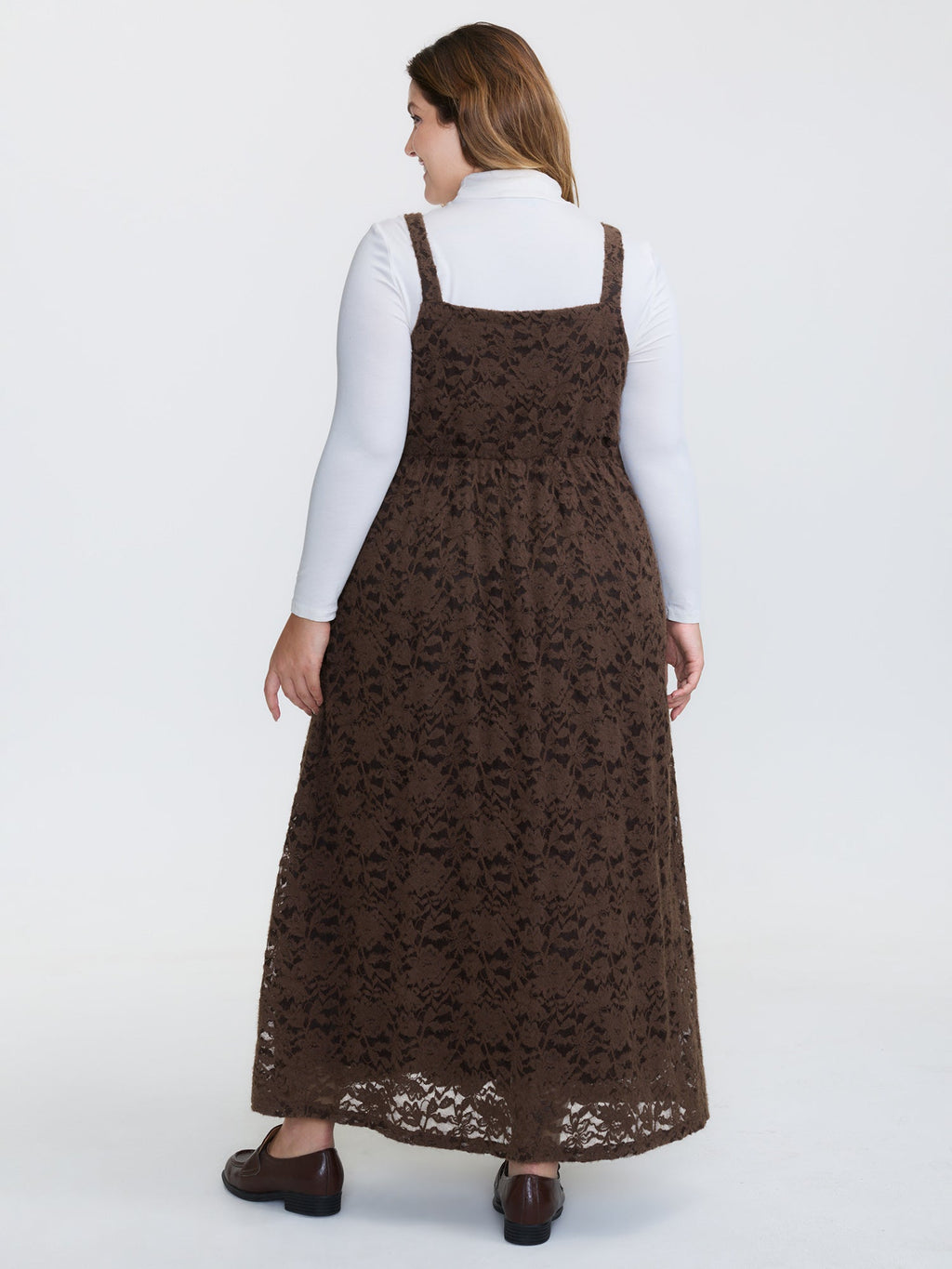 Lace Textured Adjustable Straps Maxi Dress