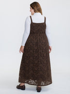 Lace Textured Adjustable Straps Maxi Dress