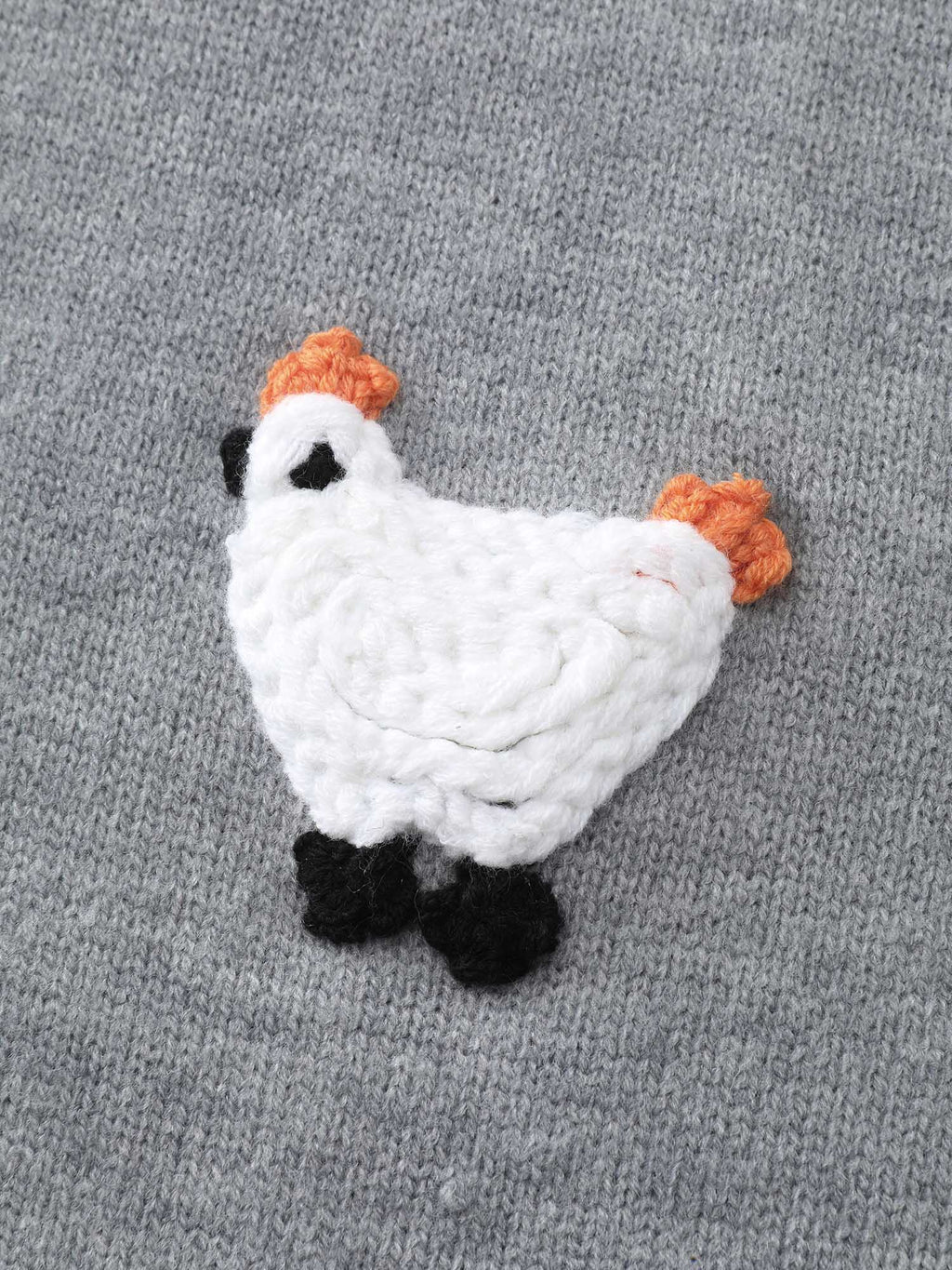 Chicken Embroidered Crew Neck Pullover