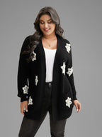 Snowflakes Embroidered  Open Cardigan