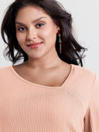 Super Stretchy Ribbed Asymmetrical Neck T-Shirt