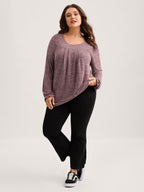 Round Neck Heather Pleated T-shirt