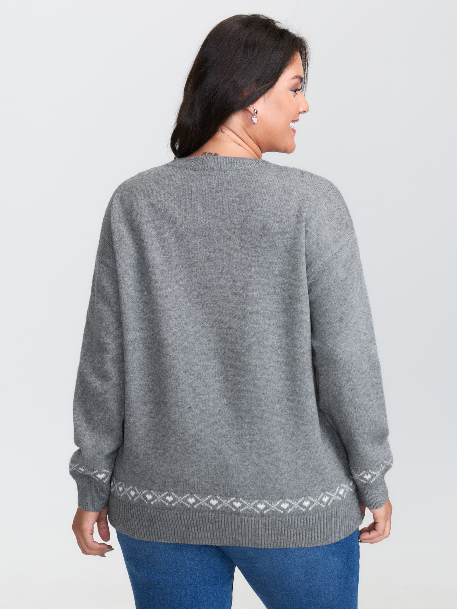 Happy Animal Pattern Jacquard Pullover
