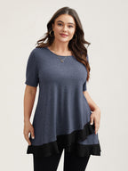 Color Contrast Overlap Hem Flared Top