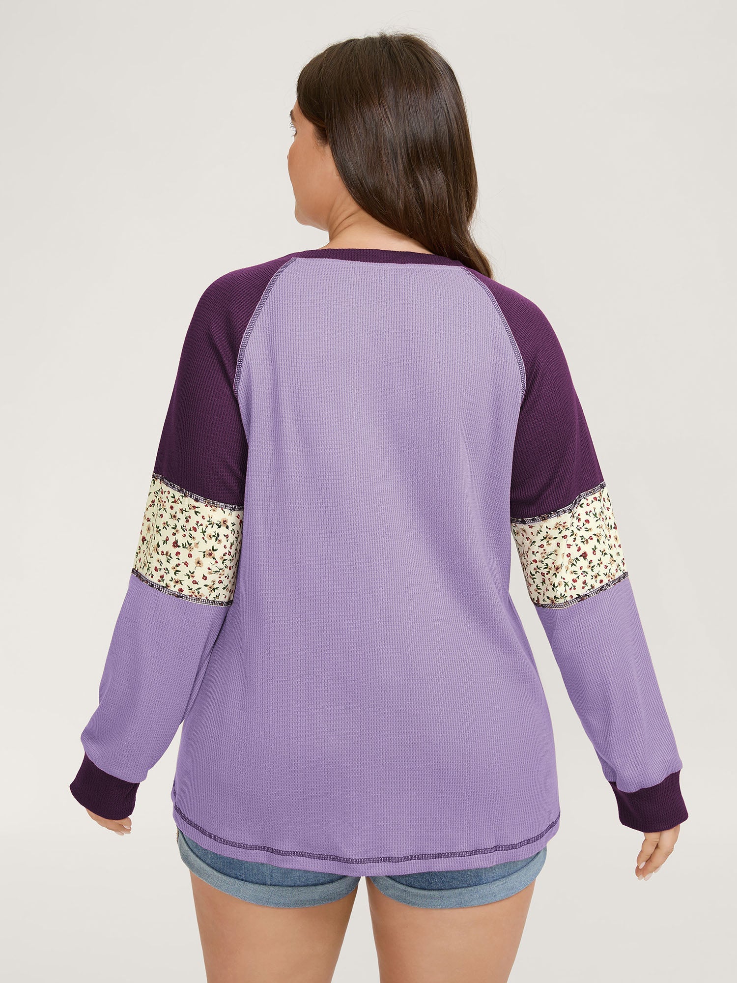 Color Contrast Waffle Knit T-Shirt