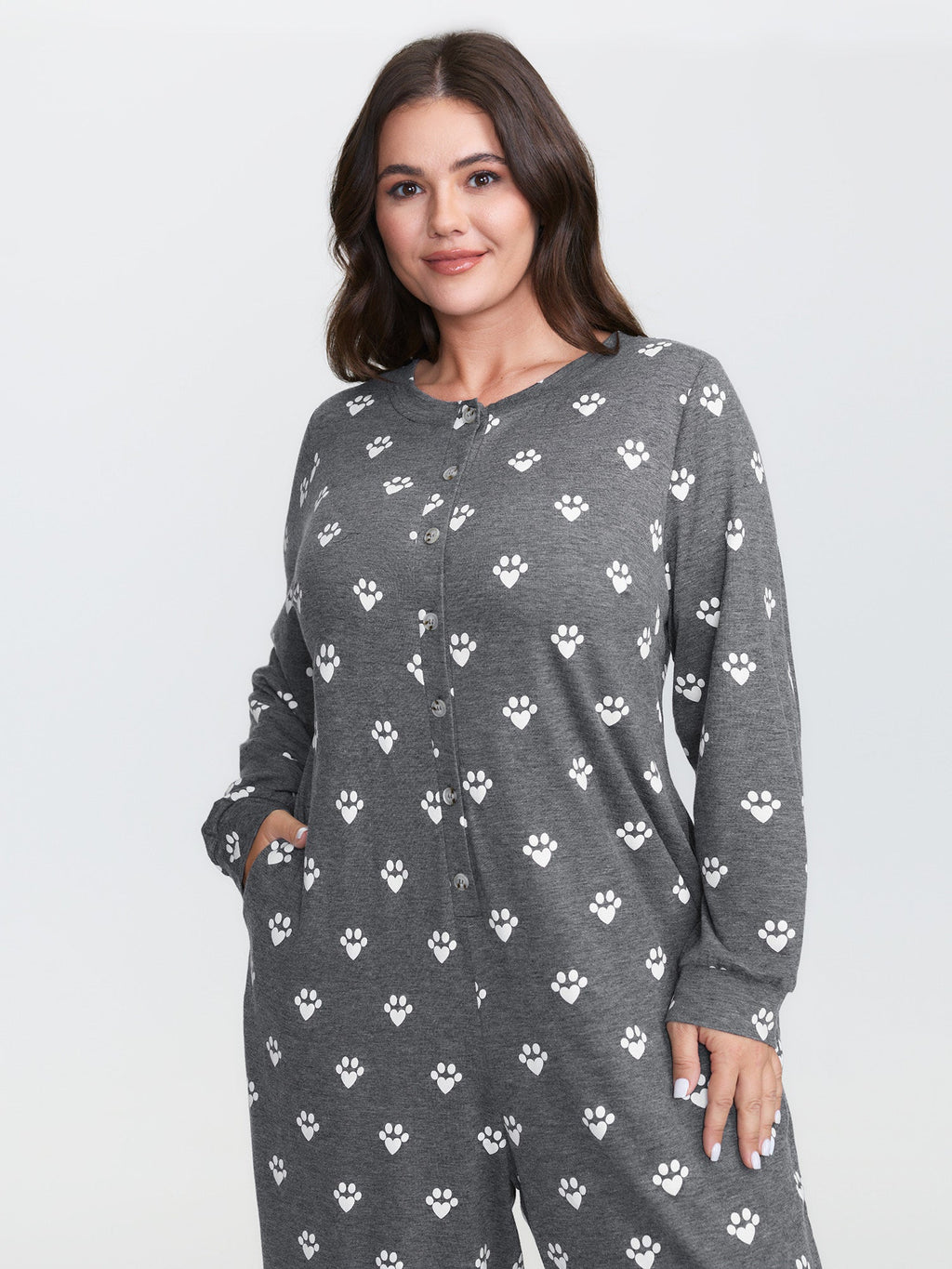 Paw Print Button Lounge Onesie
