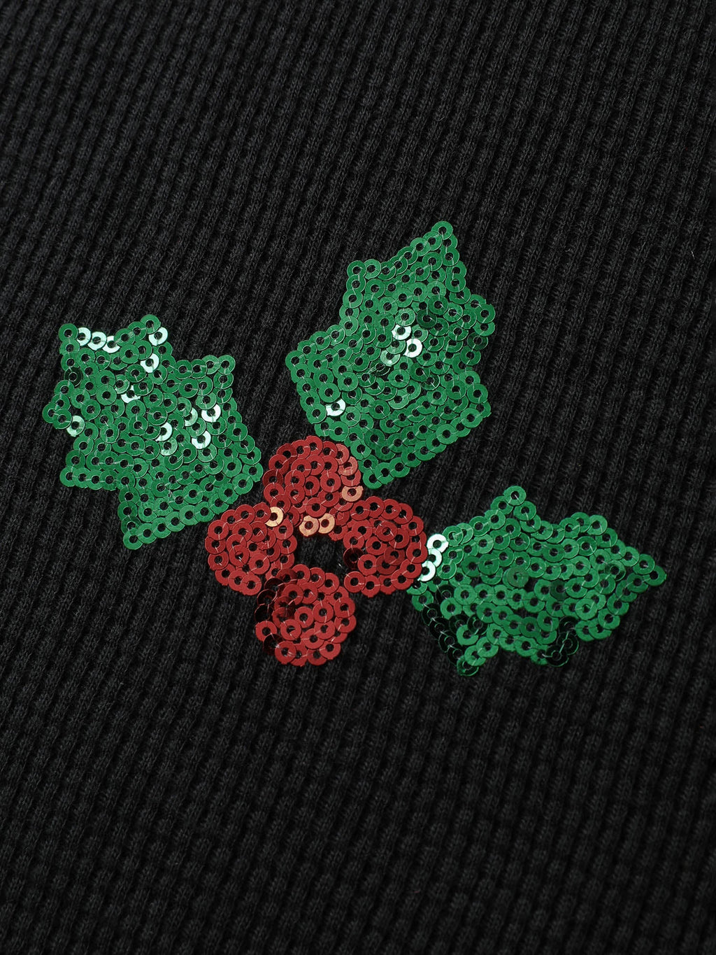 Holiday Elements Sequin Embroidery Textured Sweatshirt