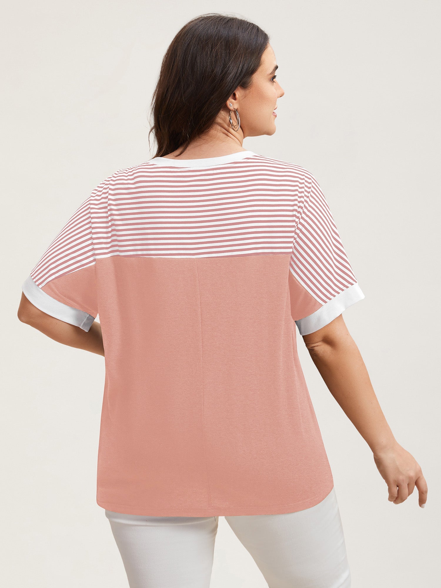Solid and Striped Contrast Hem T-Shirt