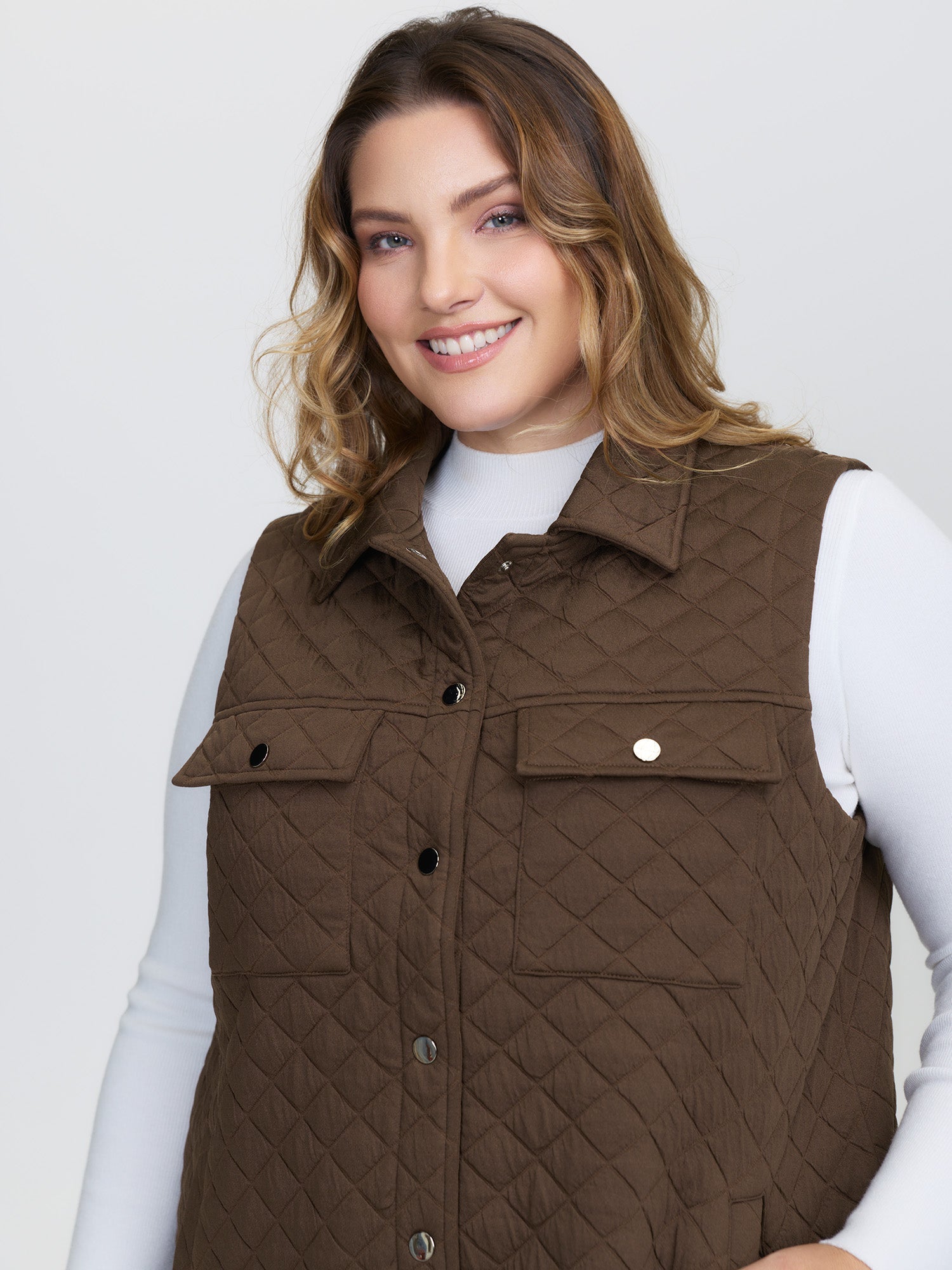 Quilted Chest Pockets Button Vest