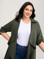 Oversized Tab Sleeve Open-Front Coat