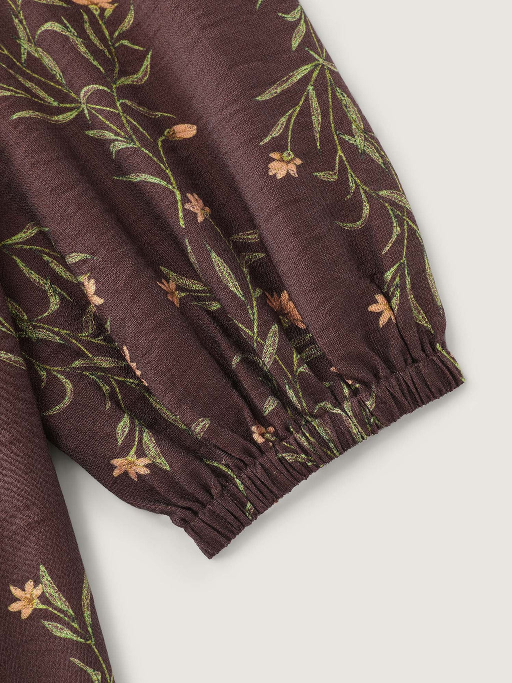 Floral Print Button Detail Round Neck Midi Dress